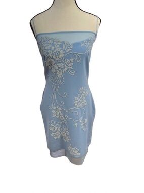 Tadashi Shoji Vintage Women’s Beaded Sheath Cocktail Dress Sz S Blue Formal 90s